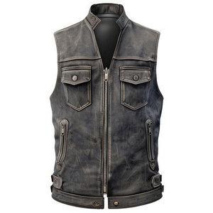 เสื้อเชิ้ตวินเทจสีเทาสีเทาติดกระดุมเม็ดเดียวให้ความอบอุ่นน้ำหนักเบากันน้ำจากโรงงานหนังแท้ - Product Image 1