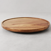 Plateau tournant Lazy Susan en bois d'acacia naturel de 12 pouces pour cuisine, table à manger, armoire, salle de bain