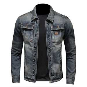 Mens Vintage Denim Jacket Polyester Cotton Breathable Eco Friendly Casual Basic Solid Jeans Wear - Product Image 1