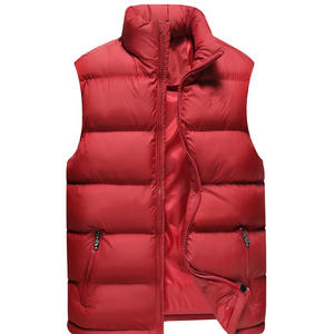 Chaleco de pesca con cuello levantado de talla grande para hombre, chaqueta de plumón hinchada impermeable de poliéster, tela de lona informal de estilo burbuja transpirable - Product Image 1