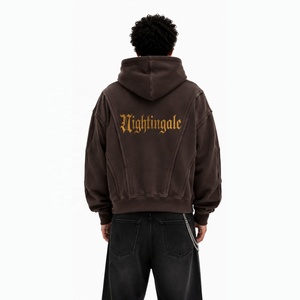 Sudadera con capucha de algodón grueso para hombre, estilo oversize, con paneles de costura, estilo hip hop - Product Image 3