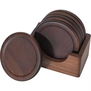 Quality Walnut Coasters Durable <b>Set</b> for Rustic Home Decor Mats & Pads by Crescent Crafts - Product Image 4