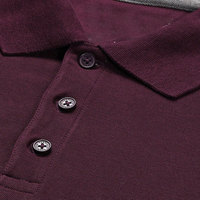 Kain Rajut Pique Poliester Pria untuk Kemeja Ukuran Besar Slim Fit 220gsm Bernapas Warna Maroon Kasual Pakaian Musim Panas