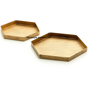 Plateau de service hexagonal en bois Plateau de chocolat fait à la main de belle qualité Plateau de service en bois de luxe le plus vendu - Product Image 2