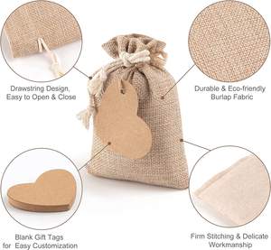 Petits sacs cadeaux sacs en toile de jute avec cordon de serrage sacs de jute réutilisables pour les faveurs de fête de mariage d'anniversaire, Halloween, OEM de Noël - Product Image 3