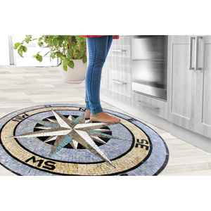 Alfombras Redondas Compass - Alfombras Redondas con Diseño de Brújula, Alfombra Artística Moderna, Alfombra de Terciopelo - Product Image 3