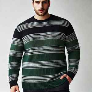 Suéter de Cuello Redondo de Color Sólido para Hombre, de Algodón Orgánico, Suéter de Punto Acanalado de Invierno, Opciones de Tallas Grandes Disponibles - Product Image 2