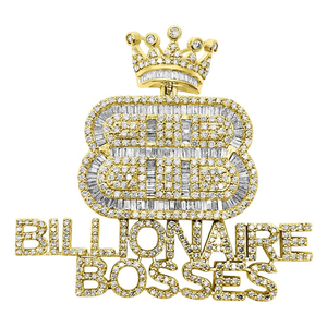 Pendentif lettre personnalisé en or rose 14 carats pour hommes Hip Hop VVS1 diamant blanc cultivé en laboratoire forme de baguette de bonne taille excellente clarté - Product Image 2