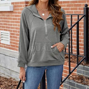 เสื้อฮู้ดมีซิปไซส์ใหญ่พิเศษสำหรับผู้หญิงเสื้อผ้าแนวสตรีทแบบถักระบายอากาศได้ดีดีไซน์ตามสั่งสำหรับการใช้งานกลางแจ้งรวมด้านหน้าด้วย - Product Image 3