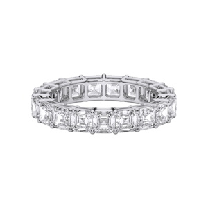 4.00 Carat F-G/VS Lab Grown Asscher Cut Diamond Eternity Band <b>Ring</b> Made in Platinum <b>For</b> Her - Product Image 1