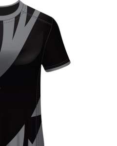 T-shirt de sport pour homme de qualité supérieure, noir et gris, manches courtes, col rond, vêtements de sport pour la salle de sport, respirant, haut d'entraînement, coupe ajustée, performance professionnelle - Product Image 2
