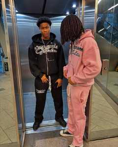 Sweats à capuche et sweatshirts pour hommes Sweat à capuche à fermeture éclair oversize Logo imprimé brodé Sweat à capuche zippé en coton blanc imprimé bouffant en noir - Product Image 1