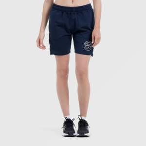 Shorts Cortos Azules para Mujer, Modelo No Limit, con Decoración de Lentejuelas Bordadas, Cierre con Cordón Ajustable, Corte Holgado, en Poliéster y Elastano - Product Image 1