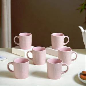 Juego de 6 tazas de cerámica Rosa mate de 220ml, producto más vendido, Taza de cerámica hecha a mano impresa, tazas de café - Product Image 1