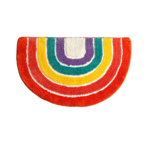 Ensemble de tapis de bain antidérapant à poils moyens résistant aux taches, personnalisé, amusant, arc-en-ciel, en laine/coton/acrylique, adapté aux animaux domestiques - Product Image 1