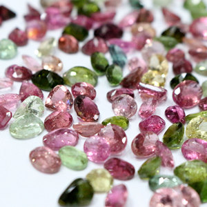 Đá Tourmaline nhiều màu xanh lá cây xanh dương hồng hình oval, hình tròn, hình tròn ba cạnh, đá quý Tourmaline mặt cắt, đá rời, đã được hiệu chỉnh, làm thủ công - Product Image 1