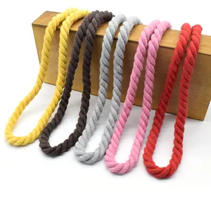 Dog Leash Thick Woven Decorate Round Double Braided Twilled Twisted Cord String Cotton Rope Custom Strong Macrame 5mm 4mm 1 Inch