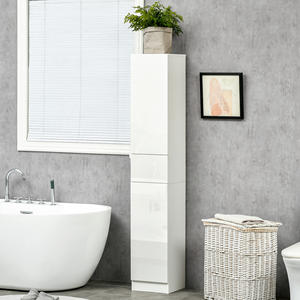 Columna de baño kleankin con cajón y 2 armarios blanco brillante, 30x28x170cm - Product Image 2