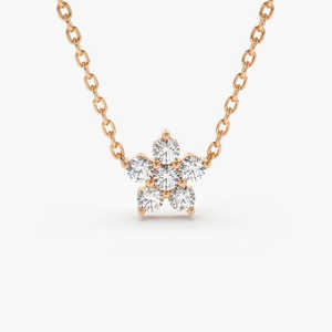 Colgante delicado de diamante redondo natural con cadena de oro de 18 quilates de alta calidad para mujer collar de racimo de moda - Product Image 4