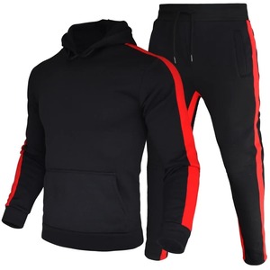 Marque de mode hommes hiver course ensembles survêtement 100% Polyester respirant sweats à capuche + pantalons de survêtement deux pièces costume à capuche ensembles - Product Image 6