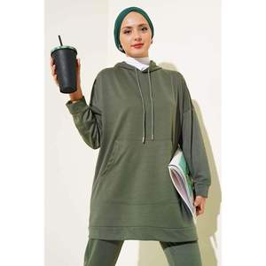 ชุดสีกากีมีฮู้ดยืดหยุ่นขา2ชิ้น - Product Image 1