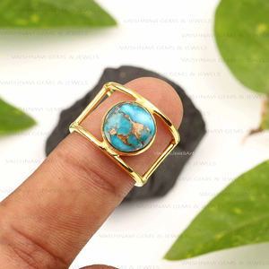 แหวนเวอร์เมอิลชุบทอง18K สีเงินสเตอร์ลิงสี925เทอร์ควอยซ์สีฟ้าสำหรับงานแต่งงานงานปาร์ตี้ - Product Image 4