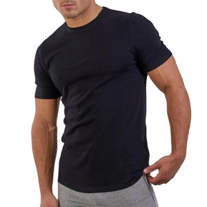 Venta al por mayor 100% algodón hombres camiseta unisex logotipo personalizado bordado Casual liso teñido negro rojo azul cuerpo delgado de gran tamaño de punto - Product Image 1