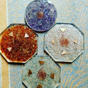 Octagonal Orgonite <b>Coaster</b> Resin Crystal Copper Decor Handmade Wholesale Gift Supply Meditation Home Office Spiritual Collection - Product Image 3