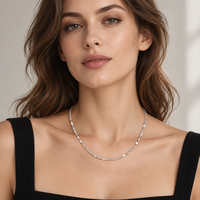 Collier chaîne croix en argent sterling 925, 50,8 cm avec maillons d'espacement ovales, 13,1 g, bijoux pour femmes