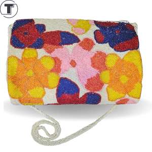 Sac à perles multicolores avec poignée, sac à main, sac à main décontracté, artisanat indien, fait à la main, sac baguette, - Product Image 2