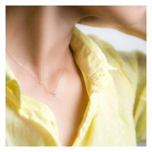 Jeulia Custom <b>Initial</b> Gold Plated Rope <b>Chain</b> Necklace Pendant with Diamond and Pearl - Product Image 6