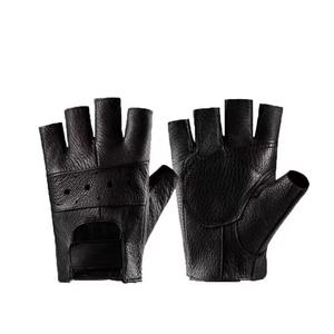 Guantes de cuero a prueba de viento de medio dedo para hombre y mujer, nudillos duros, sin dedos, verano, Moto, ciclismo, carreras, equipo de protección para deportes - Product Image 6