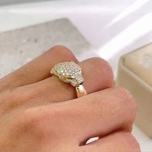 925 Sterling <b>Silver</b> Moissanite Diamond Green Eyed Animal Hip Hop Engagement Anniversary Wedding <b>Statement</b> <b>Rings</b> Iced Out Jewelry - Product Image 5