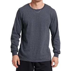 Camisetas de hombre de talla grande a la moda al por mayor personalizadas 100% algodón de alta calidad con mangas completas y colores sólidos - Product Image 1