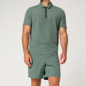 Poliéster/algodón de alta calidad personalizado para hombres para camisas Color sólido personalizado logotipo personalizado servicio OEM Casual gimnasio de punto - Product Image 5