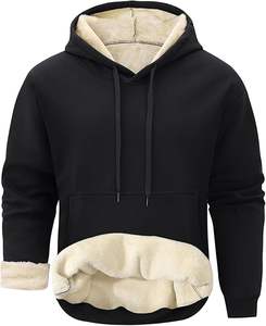Luxurious Winter <b>Hoodies</b> crafted from warm <b>Sherpa</b> fabric pullover design kangaroo pocket long sleeves elastic ribbed hem cuffs - Product Image 2