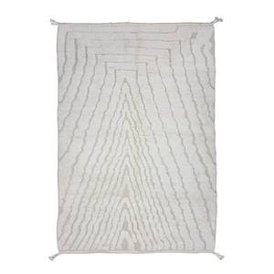 พรมถักลายสก็อตทำด้วยมือทำจากผ้าฝ้ายสีขาวพร้อมลายแอบสแตรกต์สำหรับตกแต่งบ้านห้องนั่งเล่นทำจาก100% - Product Image 1