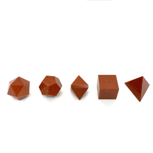 Cristal rouge golstone géométrie 5 pièces ensemble sculpté pierre naturelle sacrée pour la guérison des solides platoniques formes géométriques uniques - Product Image 2