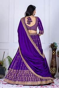 Último Modelo de Lehenga Choli de Seda Vichitra, Conjunto de Lehenga Bordado para Boda con Dupatta, Disponible en Línea para la Colección Heavy Sequence - Product Image 2