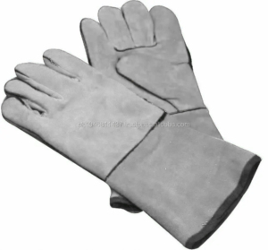 Guantes de cuero de vaca rojo de alto rendimiento Guantes de soldadura de seguridad industrial con resistencia a chispas Cómodos para el trabajo - Product Image 4