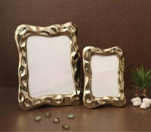 Ensemble de 2 cadres support table hôtel salon cadre Photo mur métal et verre pour décoration murale métal couleur or - Product Image 5