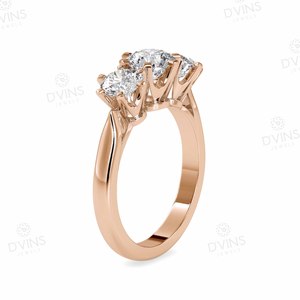 3 Stone Round Cut Lab Diamond 2.5 CT Classic Engagement Wedding Ring 14k/18k Gold VVS Lab Diamond for Parties - Product Image 2