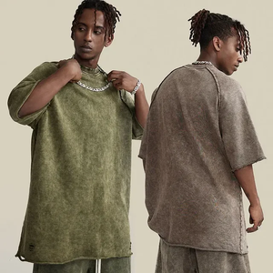 Ensemble de vêtements pour hommes en deux pièces personnalisé, t-shirt vintage délavé à l'acide, ensemble de shorts d'été, t-shirt imprimé en relief et shorts en deux pièces pour hommes - Product Image 2