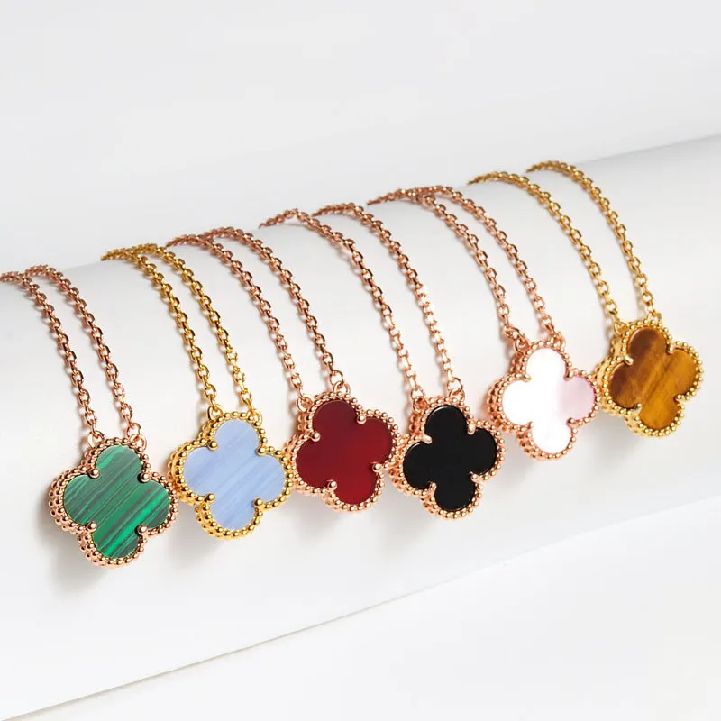 Wholesale colorful Good luck necklace for women Colorful Necklace 18k Gold Plate jewelry Natural stone light luxury necklace