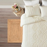 Tapis carré en jute tressé sur mesure, jute naturel, tapis en jute tressé bohème fait à la main, personnalisable dans toutes les tailles et formes, produit en vrac