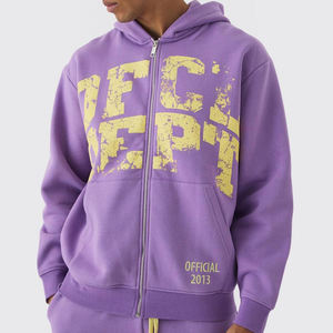 Survêtement d'hiver léger 100% coton pour hommes, couleur unie, avec fermeture éclair et logo personnalisé, respirant et abordable - Product Image 6