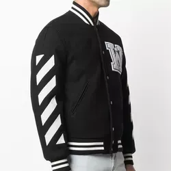 Custom High Quality Baseball <b>Jacket</b> Stitching Chenille <b>Patch</b> Embroidery Stand Collar Letterman Varsity <b>Jacket</b> - Product Image 3