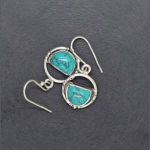 Boucles d'oreilles pendantes pour femmes en argent 925 fait à la main Turquoise Boho Jewelry - Product Image 2