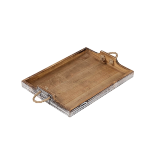 Juego de bandejas de madera de último diseño en color marrón rústico con forma rectangular y encantador Estilo Vintage para una exhibición elegante - Product Image 1