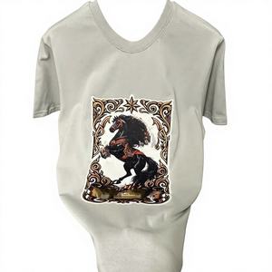 T-shirt Homme Grande Taille en Soie/Coton Imprimé Animal 300g Anti-boulochage Manches Courtes Col Rond Décontracté Respirant Écologique OEM ODM - Product Image 1